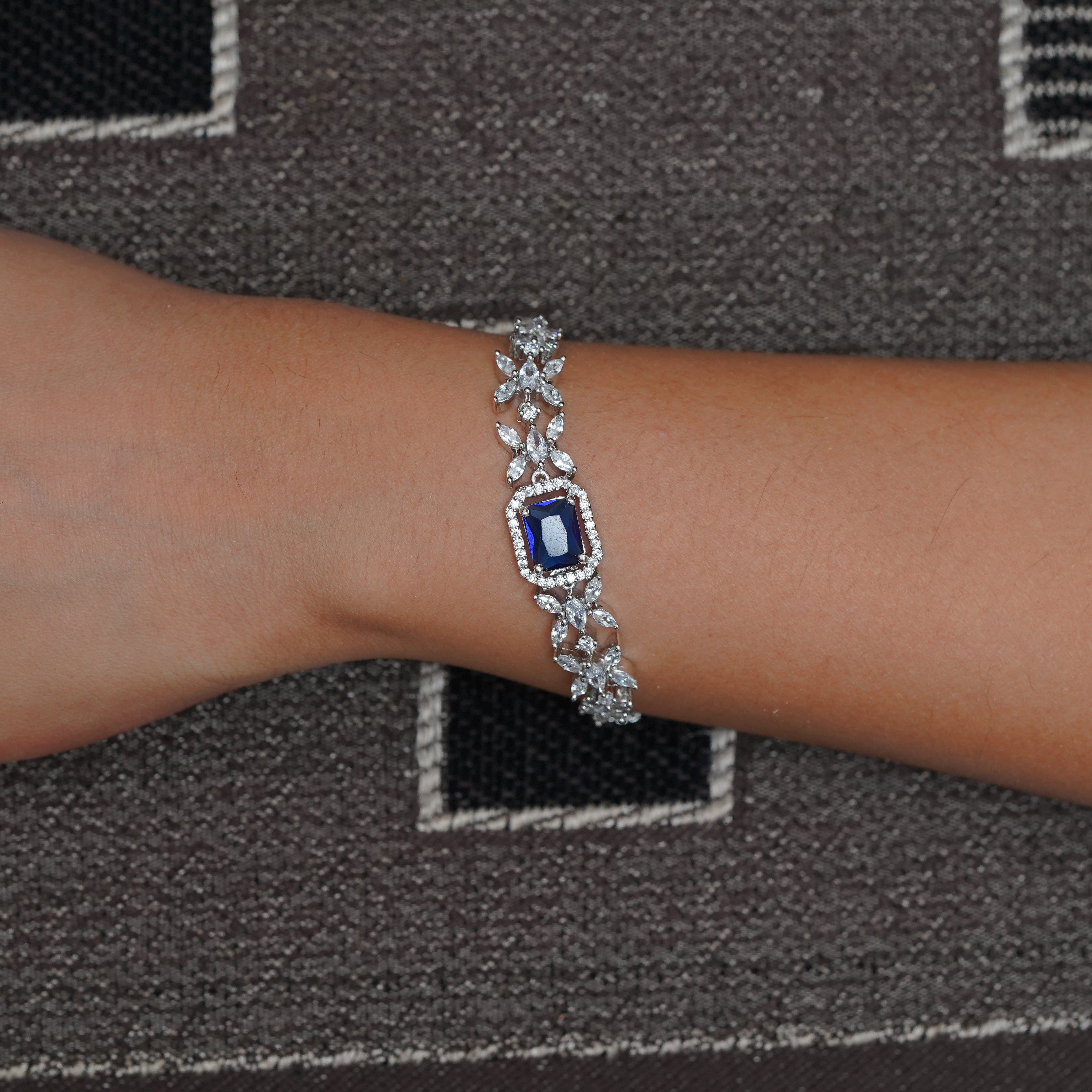 Elegant Blue Stone Silver Bracelet - Luxury by SELAYA SBR5