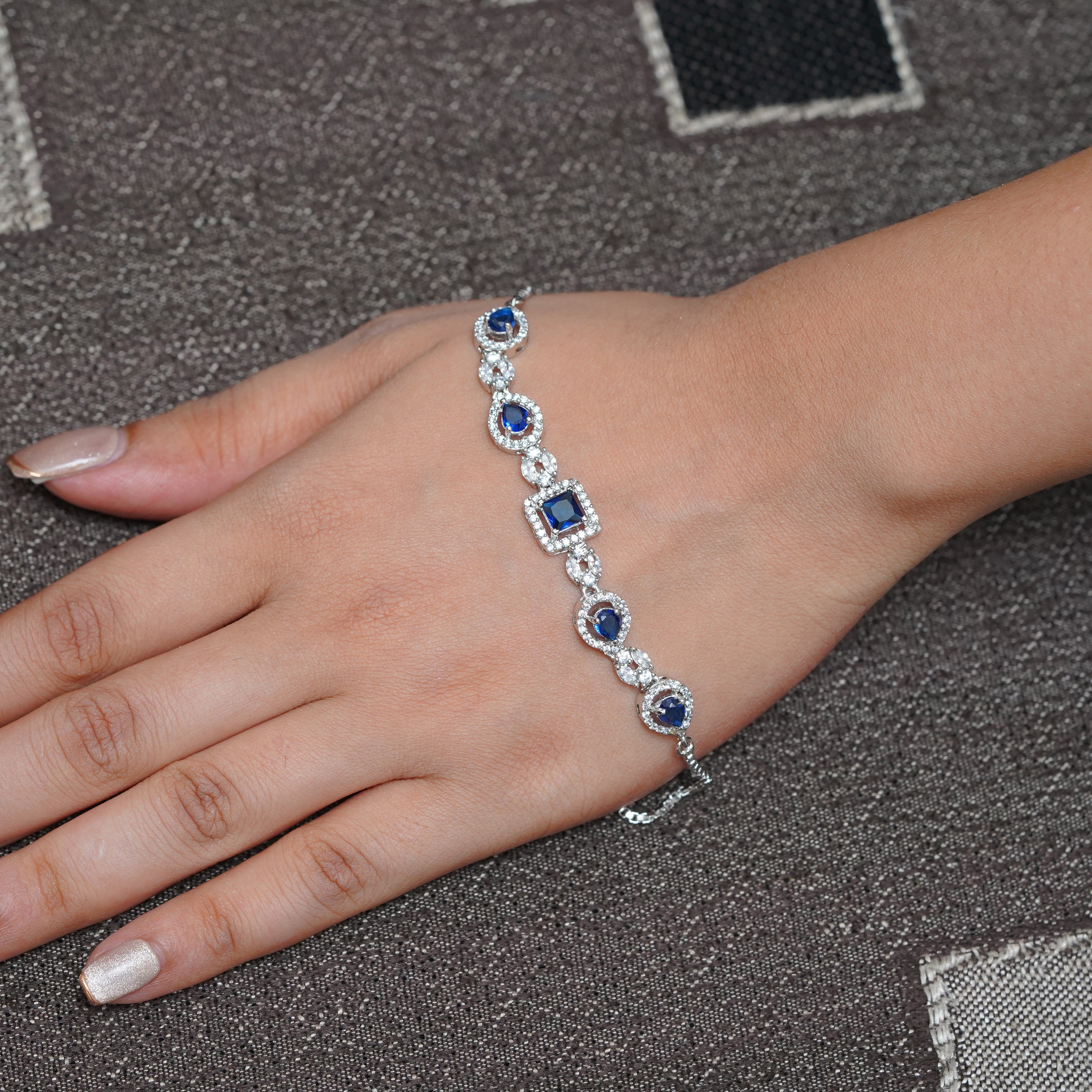 Sophisticated Sapphire Blue Silver Bracelet - SELAYA Royal Collection