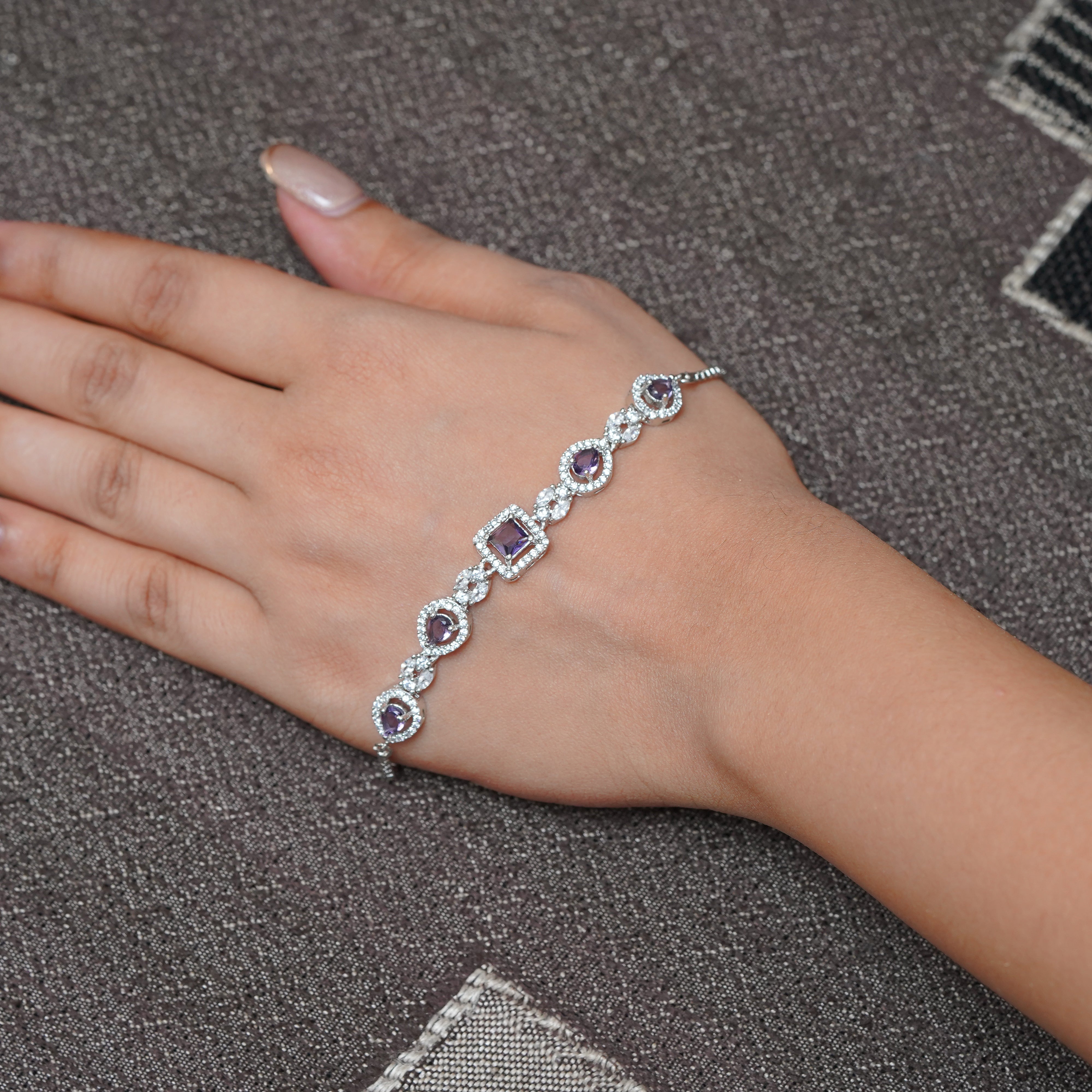 Lavender Zircon Square Silver Bracelet - SELAYA Radiant Collection