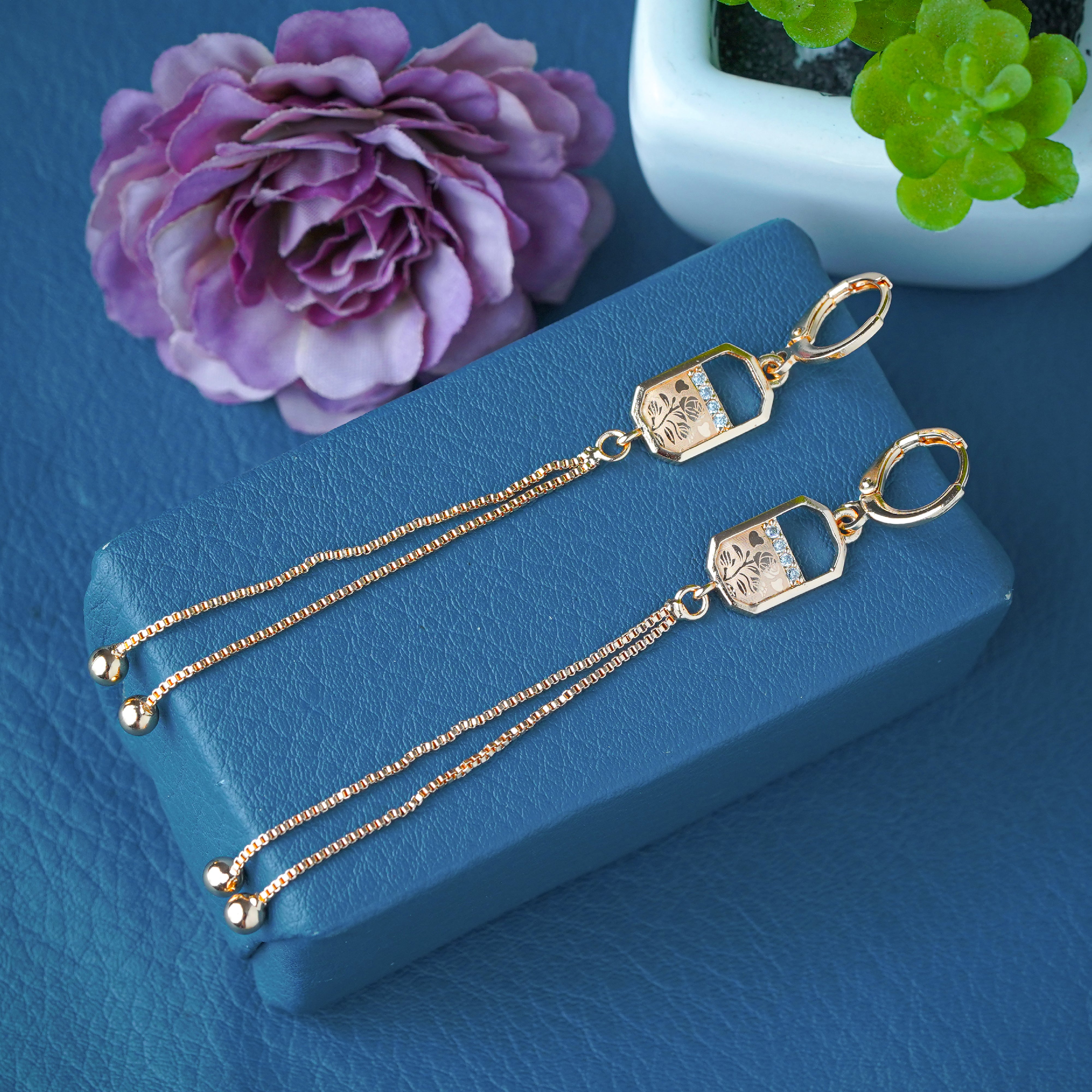 Exquisite Long Gold Dangle Earrings for Women SE31