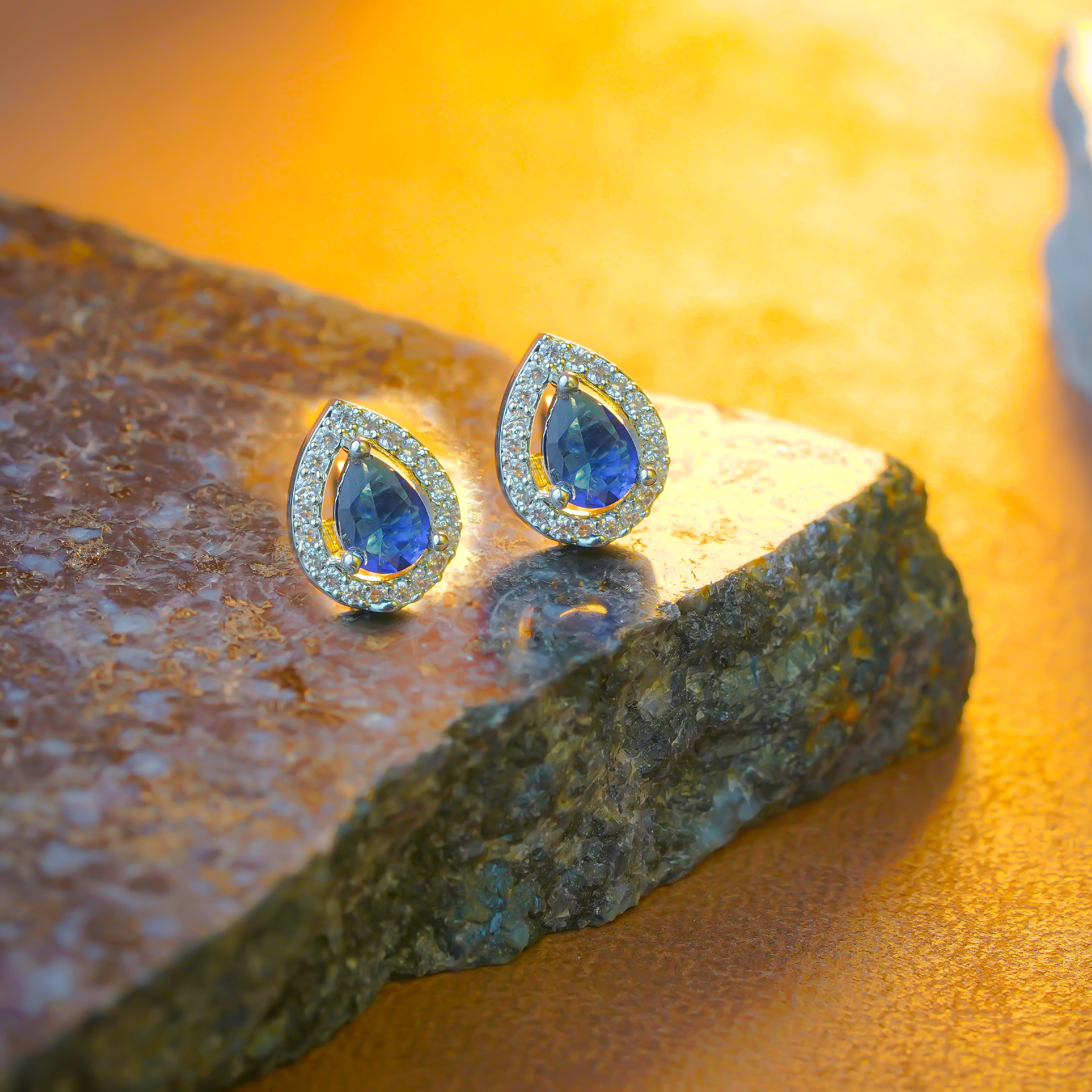 SELAYA Teardrop Sapphire Crystal Pendant Set with Earrings and Ring